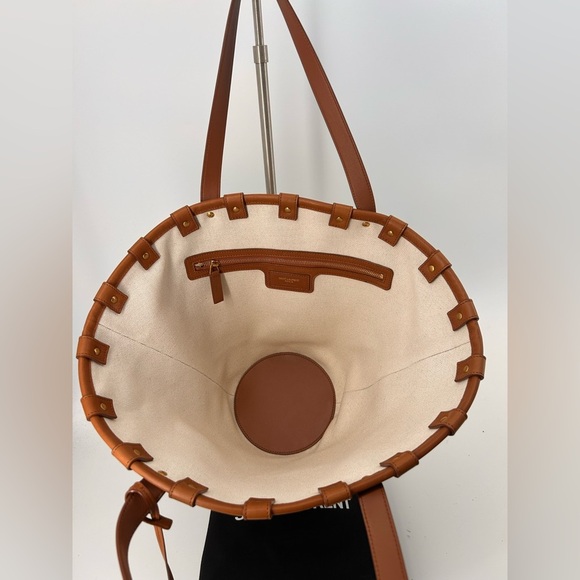 Saint Laurent Beatrix Panier Cut Out Tote Canvas with Leather New +dustbag *read - Picture 6 of 16